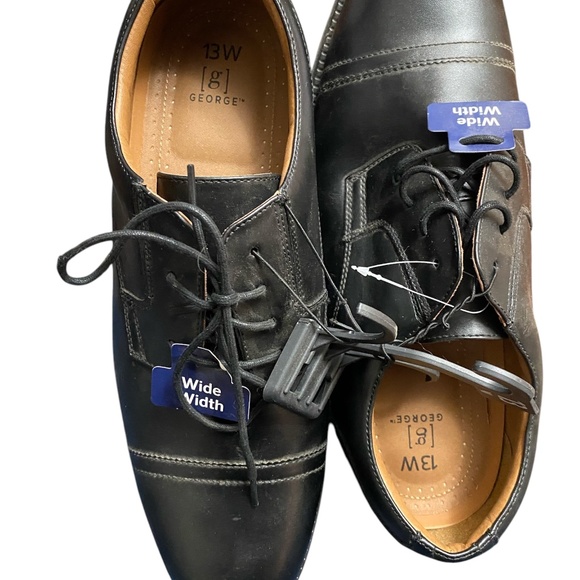 George Men's Branford Casual Dress Oxfords Black Cap Toe Lace Up Size 13 Wide - Picture 4 of 6